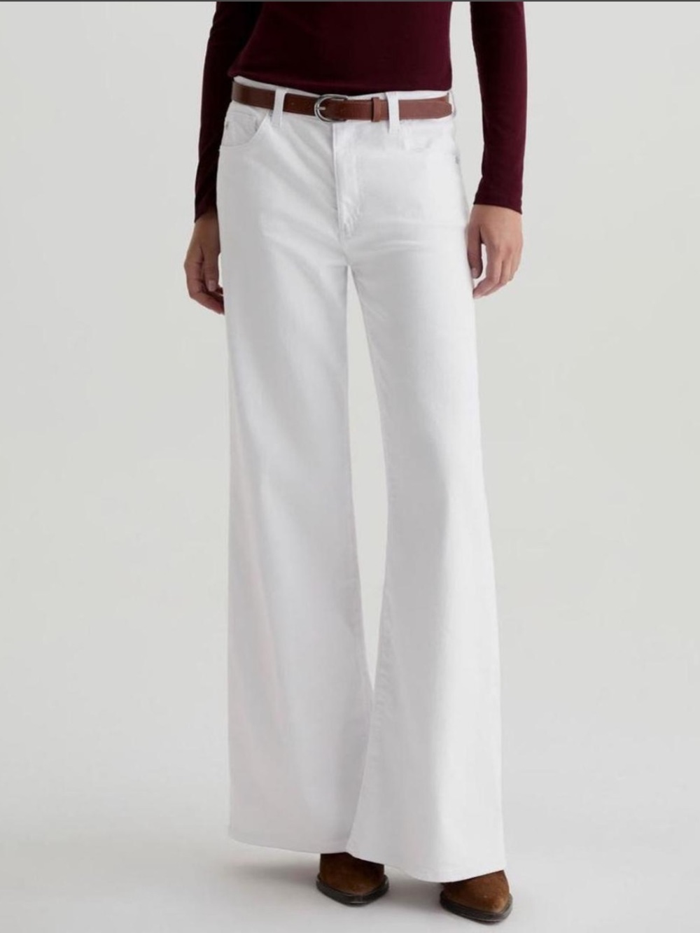 Ag Adriano Goldschmied White Wide-Leg Jeans